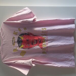 Broken Promises playing with fire 🔥 Pink Crewneck Graphic T- Shirt Large